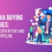 B2B Media Buying Strategies: Businessman with megaphone on smartphone, surrounded by people, money, and gifts.